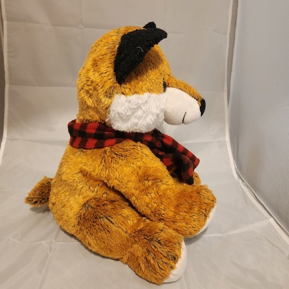 14” DanDee Fox wearing Plaid Scarf Plush Stuffed Animal - Picture 4 of 7